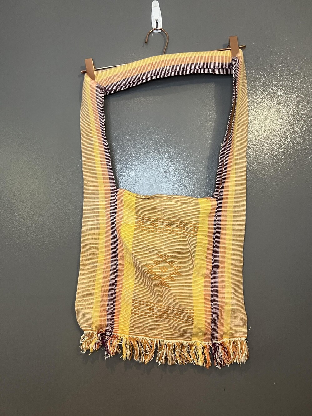 Vintage Handwoven Tote Bag Shoulder Purse Striped Ethnic Boho Festival 90s